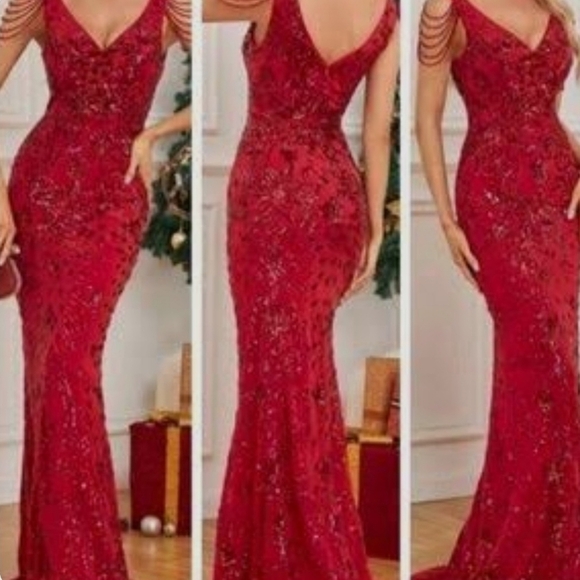 Stunning Scarlet Beaded Prom Dress - Picture 1 of 16